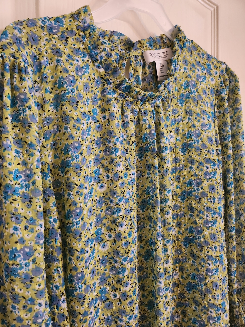 Rachel Zoe Green Floral Pleated Women’s Blouse